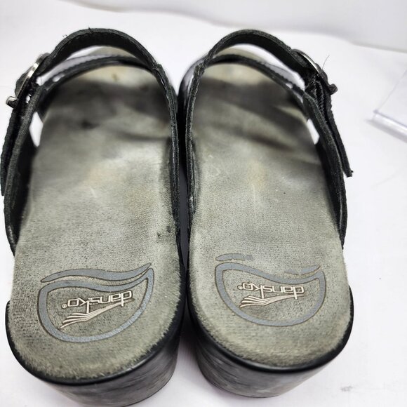 Dansko Womens size 8 Black Patent Leather Sandals block heel EU 38 - Picture 8 of 13
